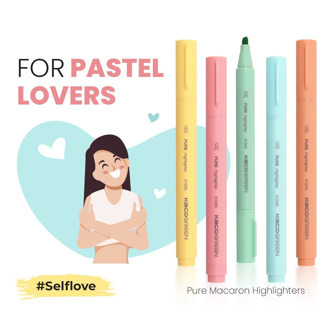 Pure Macaron Highlighter - Five-color Pack - SCOOBOO - KACO - best - Highlighter - Highlighters