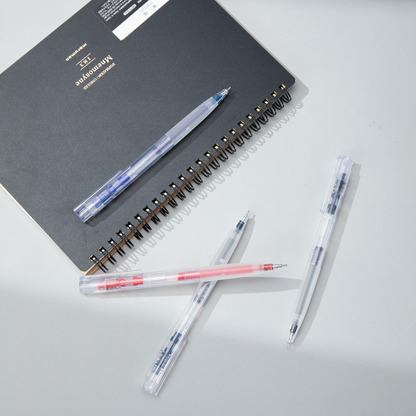 K7 Transparent Gel Pens, Blue, Dark Blue, Black, Red