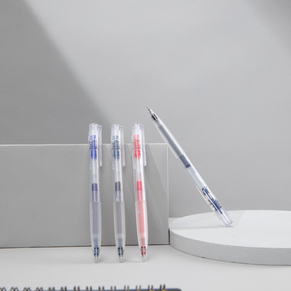 K7 Transparent Gel Pens, Blue, Dark Blue, Black, Red