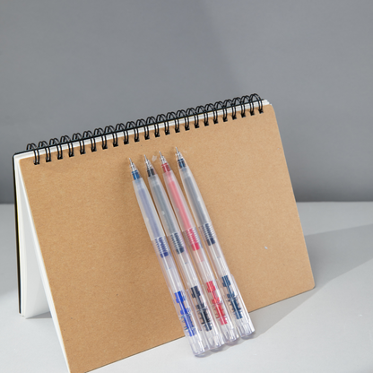 K7 Transparent Gel Pens, Blue, Dark Blue, Black, Red