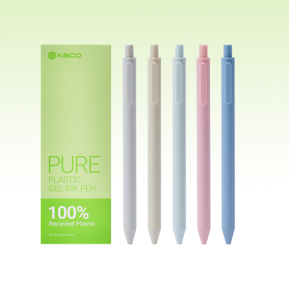 Pure Recycle Natural Story Gel Pen Set - Pack of 5 - Kaco – KACO
