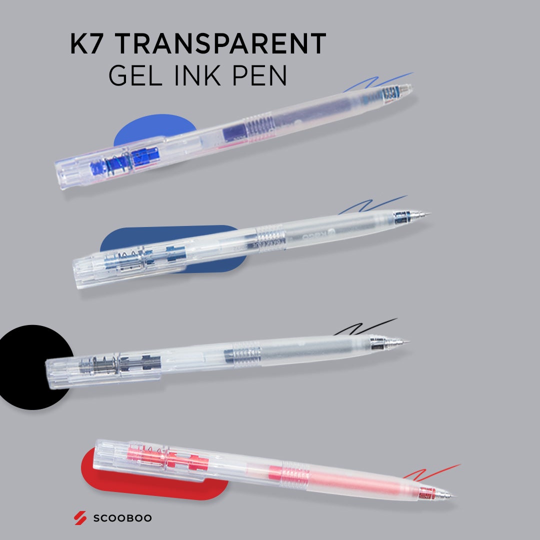K7 transparent Gel Ink Pen 0.5mm - SCOOBOO - K7-black - Gel Pens
