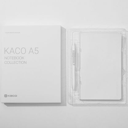 Kaco A5 PU Notebook with Midot Gel Pen Set - SCOOBOO - Kaco A5 Simple Notebook Set White - Ruled