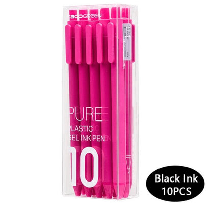 Kaco Pure Gel Pens 0.5mm (Pack of 10) - SCOOBOO - Pure - Black Ink - Pink - Gel Pens