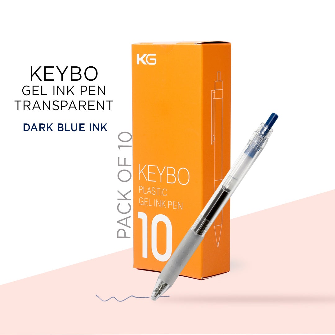 KEYBO GEL INK PEN TRANSPARENT 0.5mm-PACK OF 10 - SCOOBOO - KEYBO Dark Blue 0.5mm-4 - Gel Pens