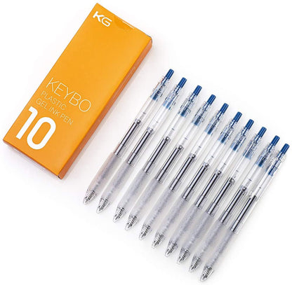 KEYBO GEL INK PEN TRANSPARENT 0.5mm-PACK OF 10 - SCOOBOO - KEYBO Blue 0.5mm-3 - Gel Pens